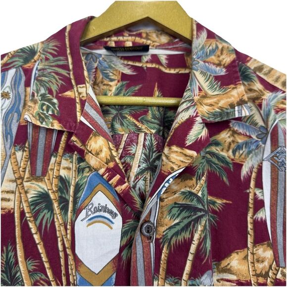 Royal Creations Hawaiian Shirt Mens XL Red Aloha Vacation Plumeria Coastal USA - Picture 2 of 8